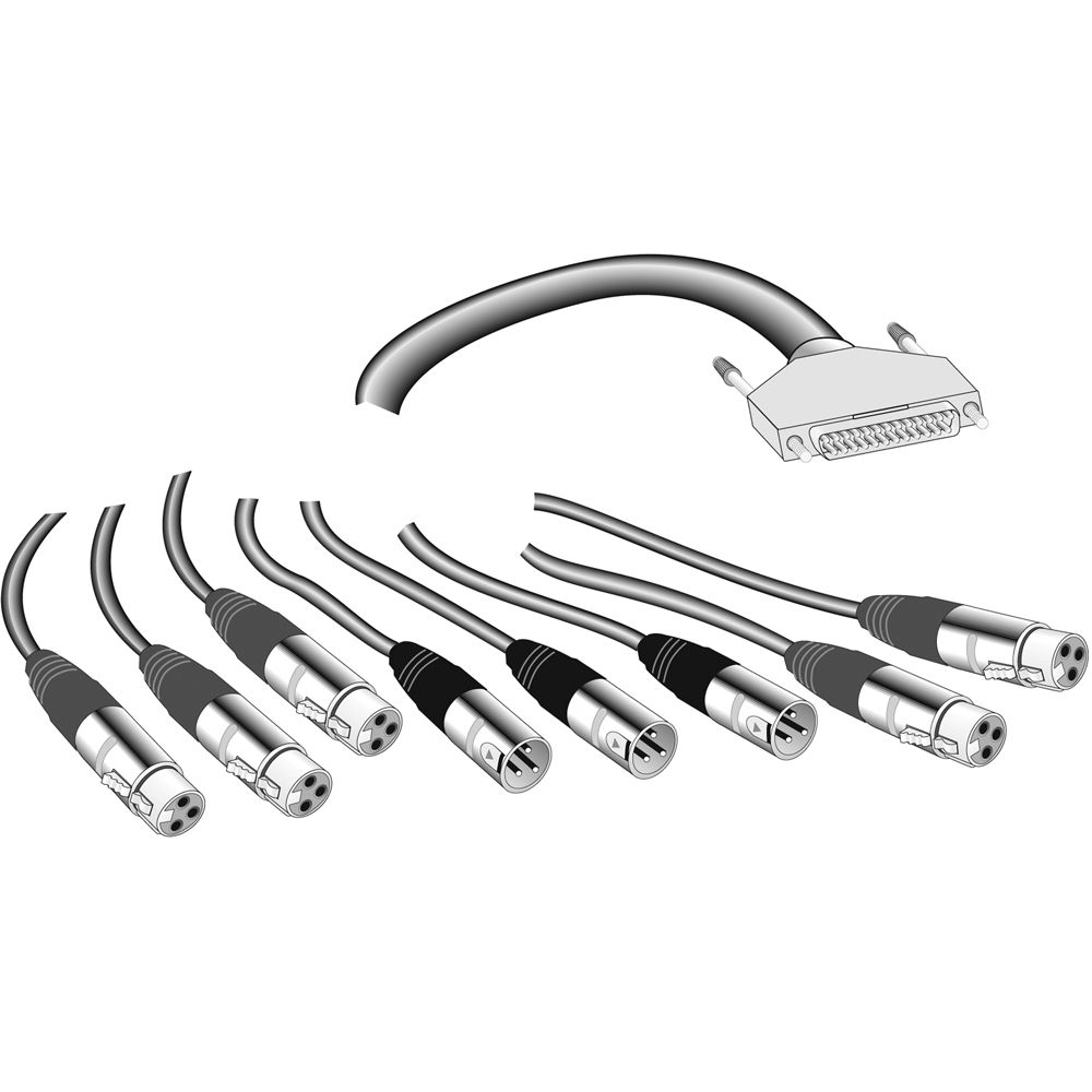 RTW Snake Cable 1162 para TM3 - D-Sub 25 pines a 2 XLR-F, 3 XLR-F AES3, 3 XLR-M AES3, 6.6'
