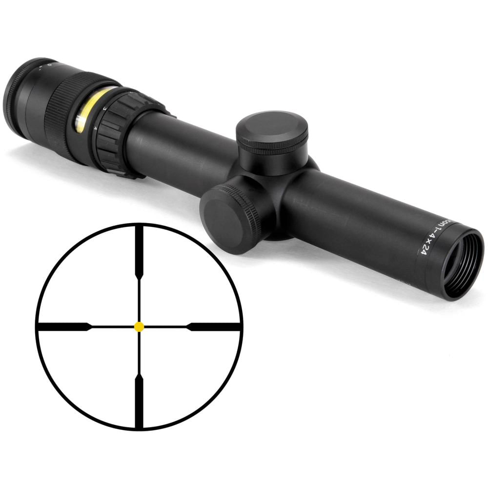 Trijicon 1-4x24 AccuPoint Riflescope Amber-Dot Duplex Reticle, 30mm Maintube, 1/4 MOA Ajus