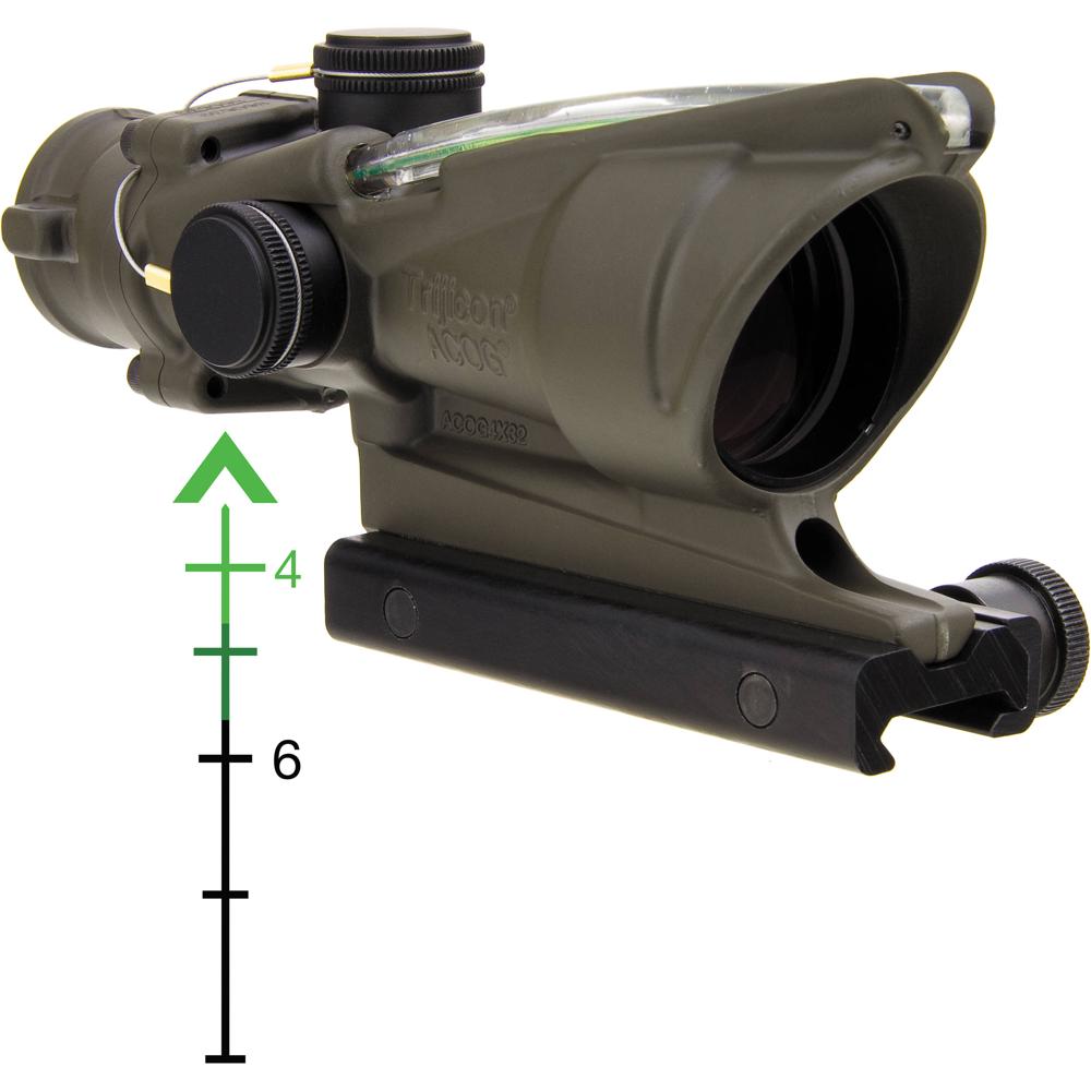 Trijicon ACOG 4x32 Riflescope TA51 - RetÃ­cula Chevron Verde, Dual IluminaciÃ³n Tritio y Ã