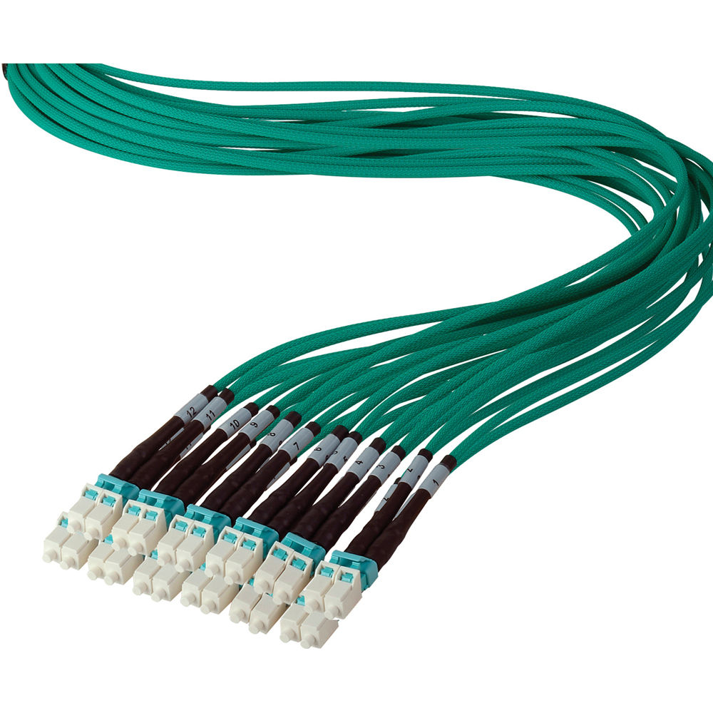 Camplex Cable de Fibra Óptica Multimodo Plenum OM3 de 24 Canales con Conectores LC - 100