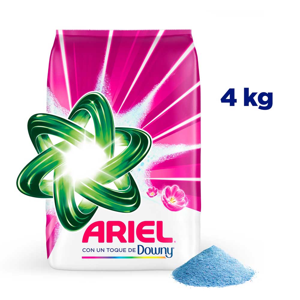 Detergente en Polvo ARIEL con un Toque de DOWNY para Ropa Blanca y de Color Bolsa 4Kg