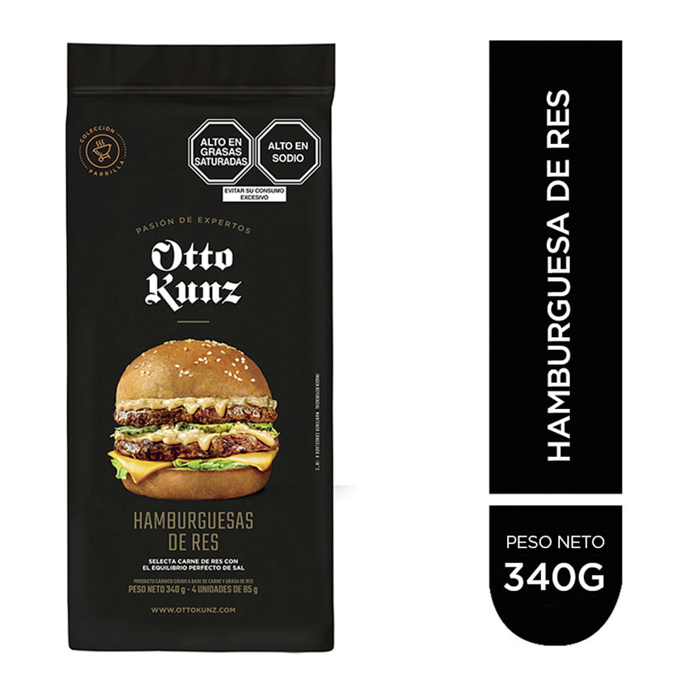 Hamburguesa OTTO KUNZ Premium de Res Bolsa 4un