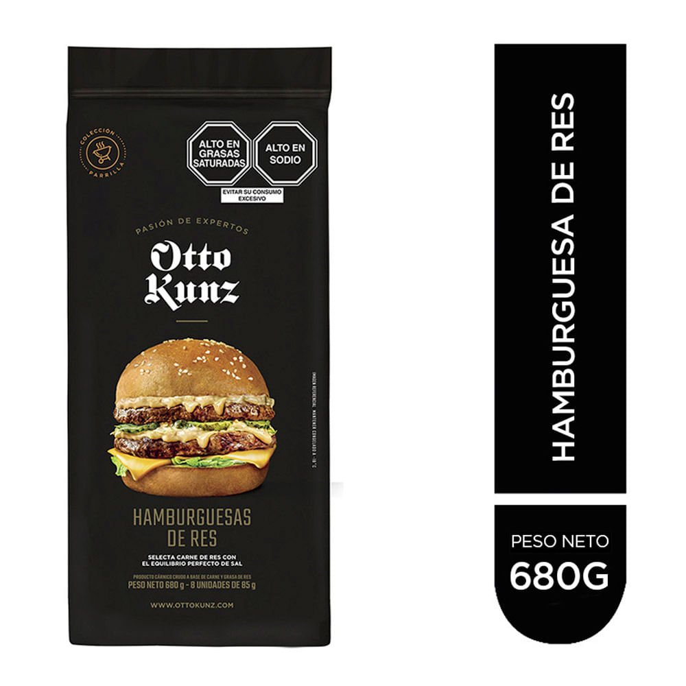 Hamburguesa OTTO KUNZ Premium de Res Bolsa 8un