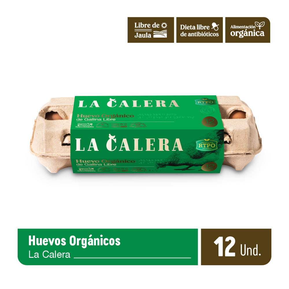 Huevos Orgánicos Pardo LA CALERA Bandeja 12un