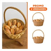 Pack2 Cesta Redonda Tejida para Estanterías Mostaza Claro 31x35 cm