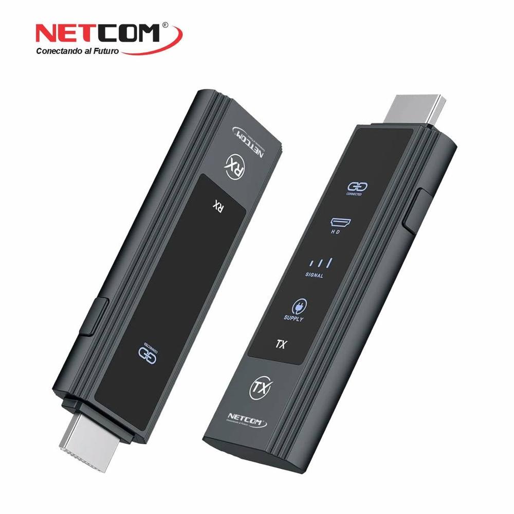 Extensor HDMI Inalámbrico de 30 Metros NETCOM Dual Band 4K 1080P
