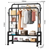 Perchero Organizador MULTIFUNCIONAL 4 En 1 con Repisas Ruedas VLYP618 Cap. 100 kg