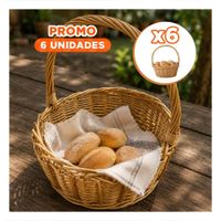 Pack6 Cesta Circular de Mimbre para Uso Diario Color Mostaza Claro 31x35 cm YPapel Regalo