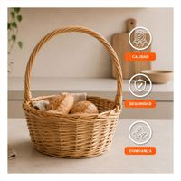Canasta de Mimbre para Dormitorio Circular 31x35 cm Color Mostaza Claro Y Sticky