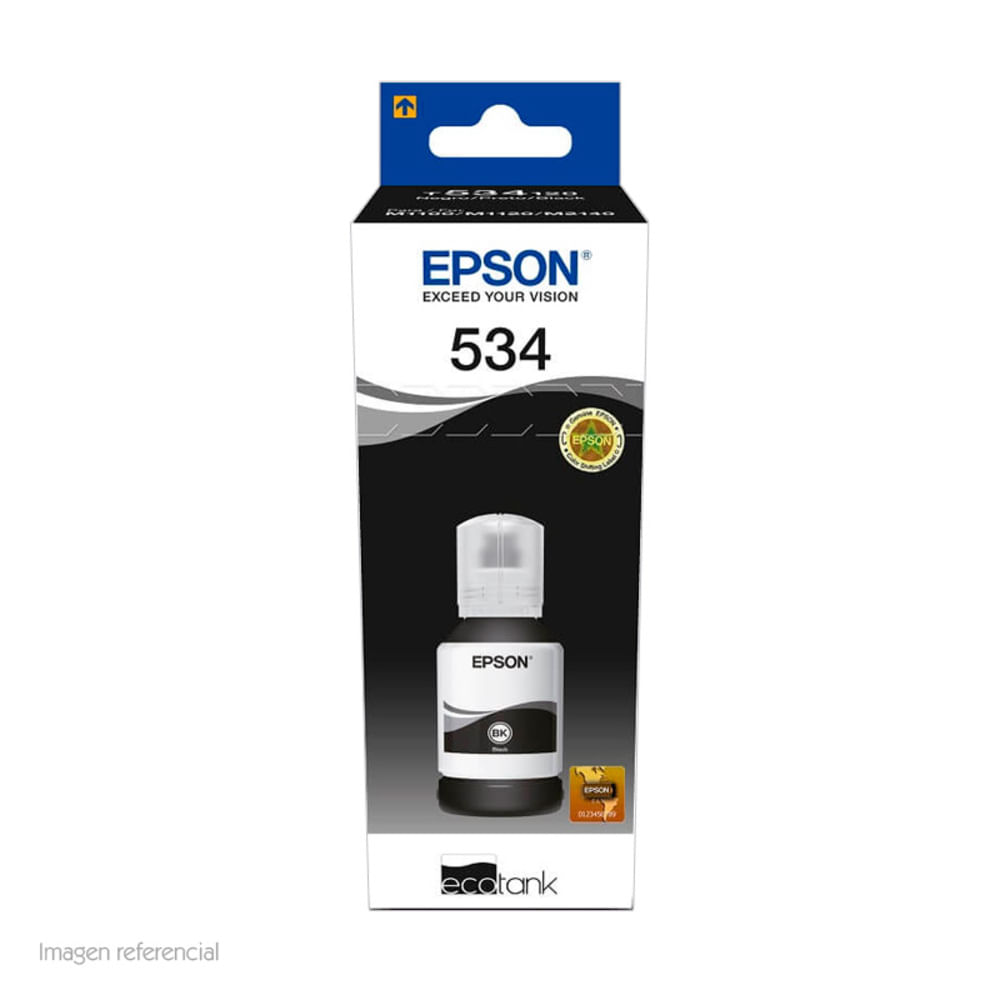 Botella de Tinta Epson T534 Negro Original T534120-AL para impresoras Epson