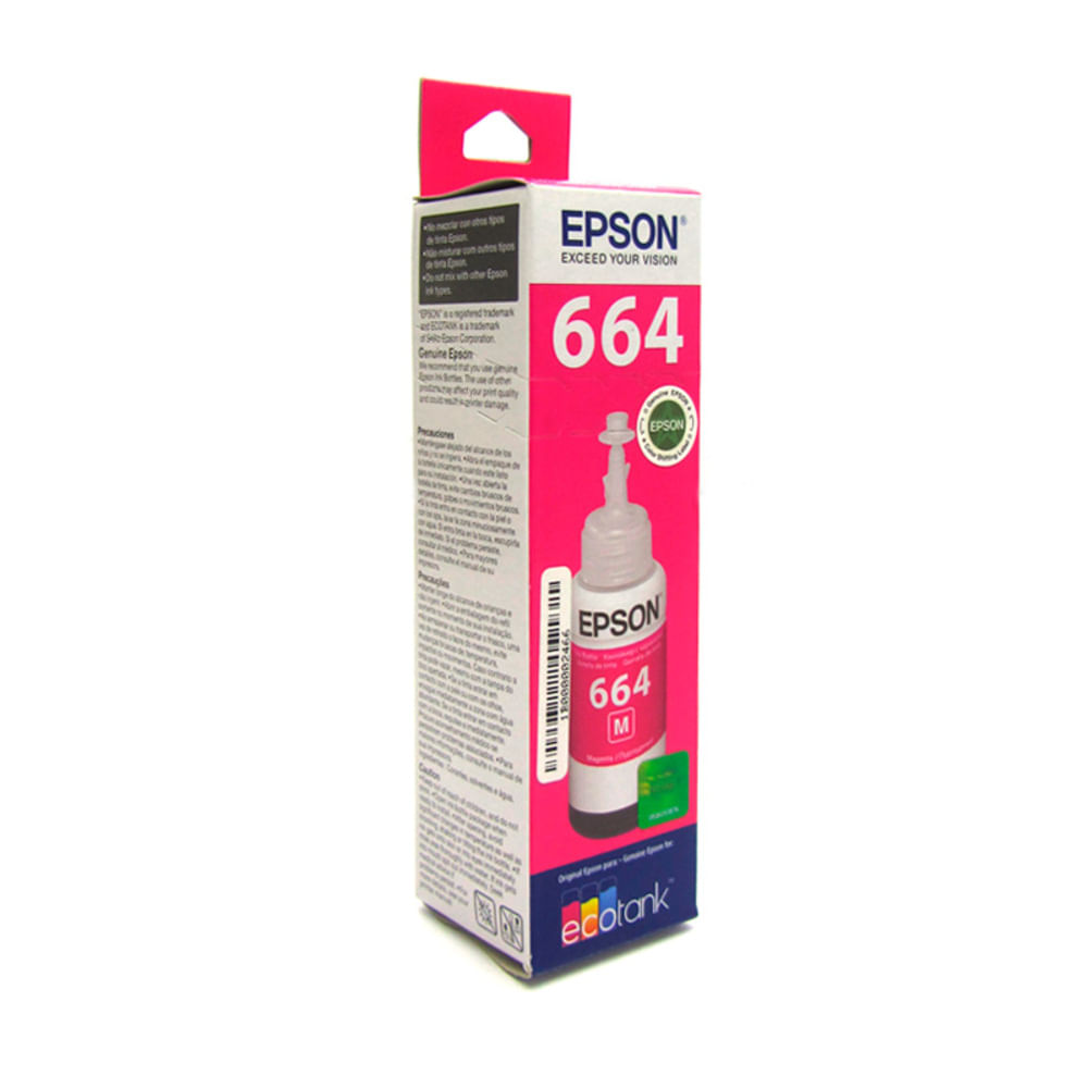 Botella de Tinta Epson T664 Magenta 70 ml Original T664320-AL para EcoTank