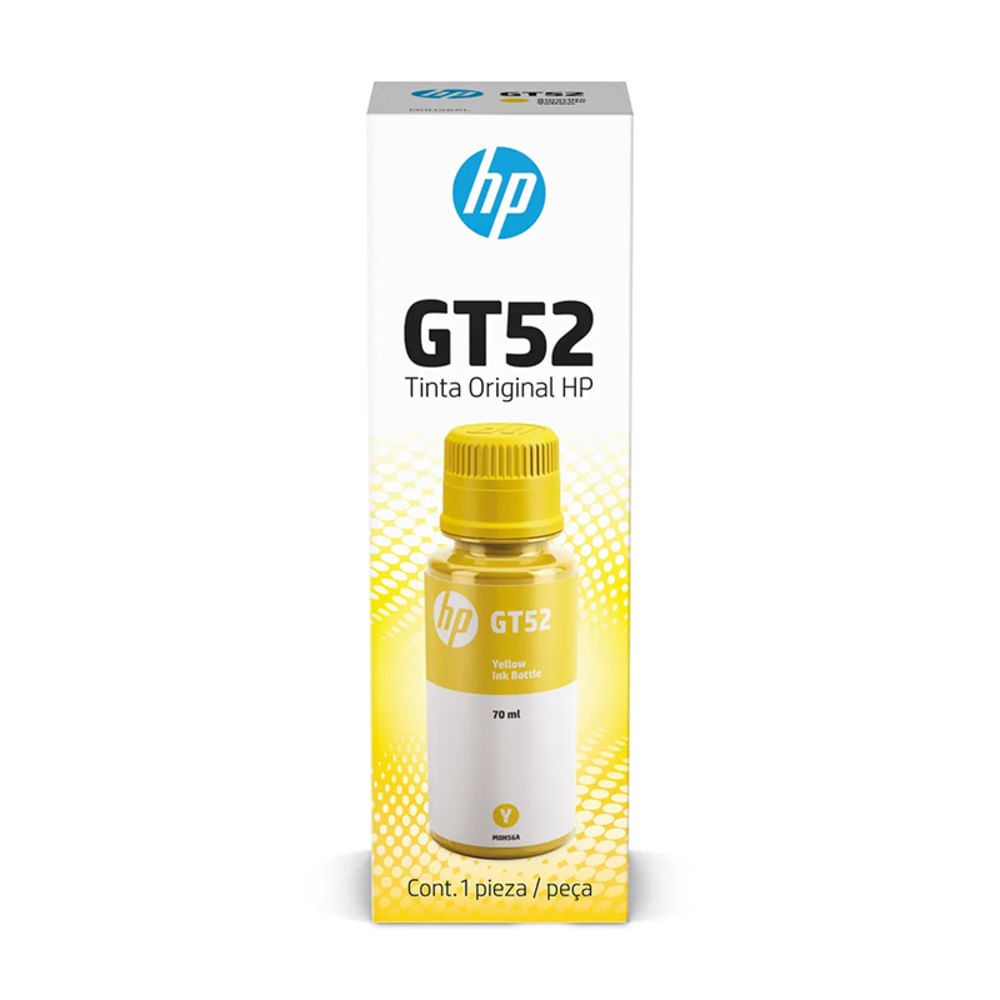 Botella de Tinta HP GT52 Amarillo 70 ml Original M0H56AL para Ink Tank y Smart Tank
