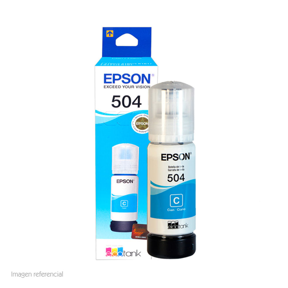 Botella de Tinta Epson 504 Cian 70 ml Original T504220-AL para EcoTank