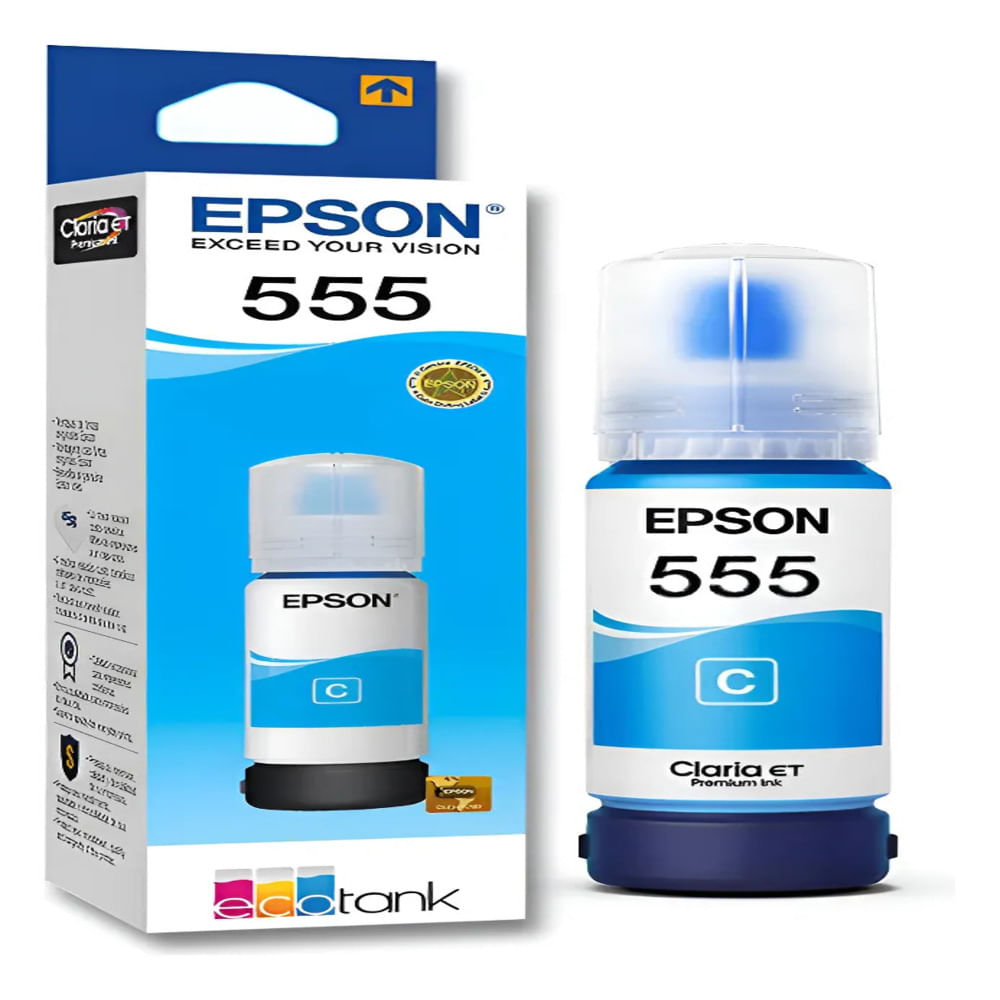 Botella de Tinta Epson T555 Cian Original T555220-AL para EcoTank