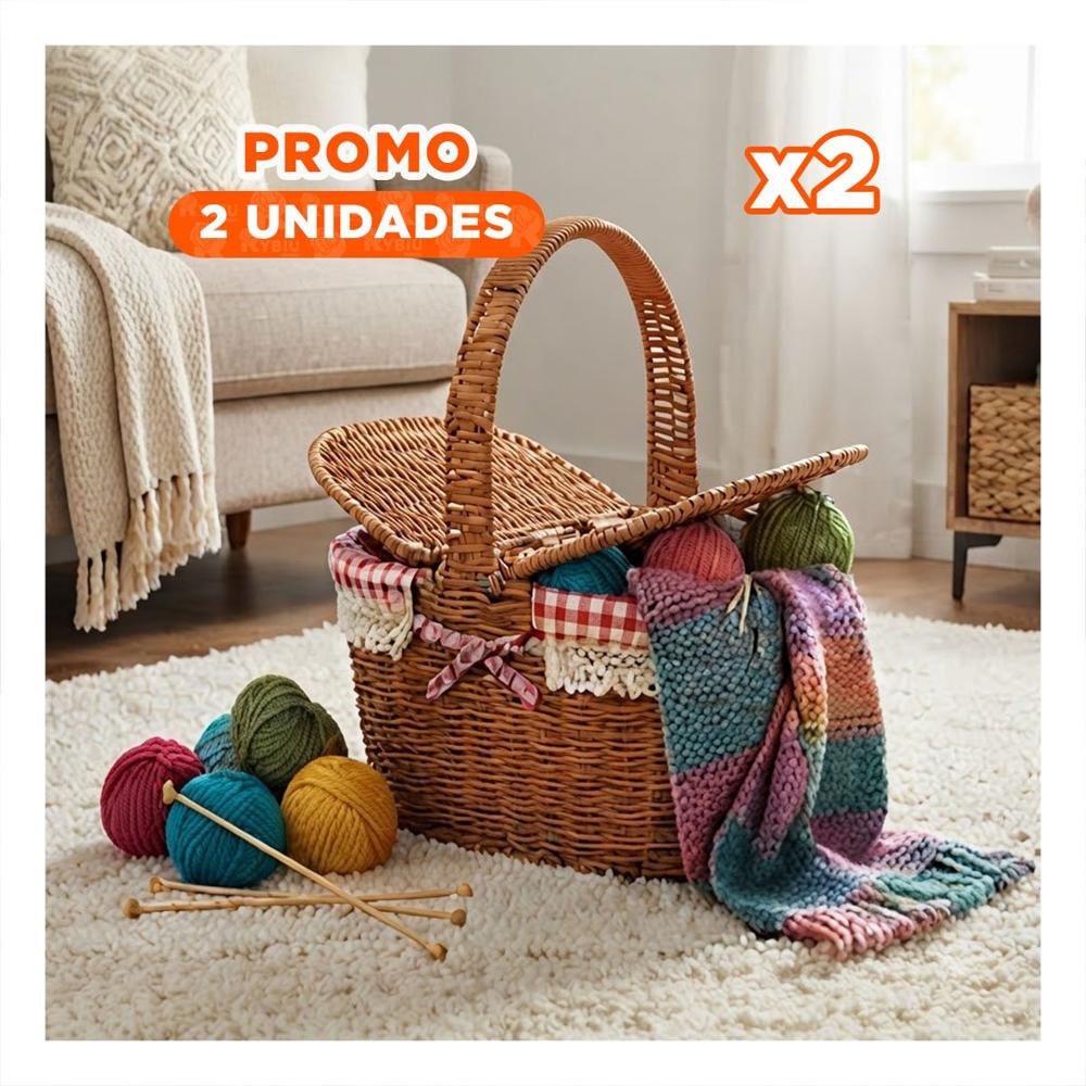 Pack2 Canasta Ovalada con Tapas Asa y Forro Interior de Tela