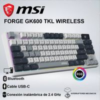 TECLADO MSI GAMING FORGE GK600 TKL WIRELESS SKY WIBLUUSB