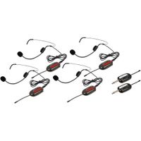 VocoPro Sistema Inalámbrico UHF Commander-PLAY-4 con 4 Micrófonos de Cabeza