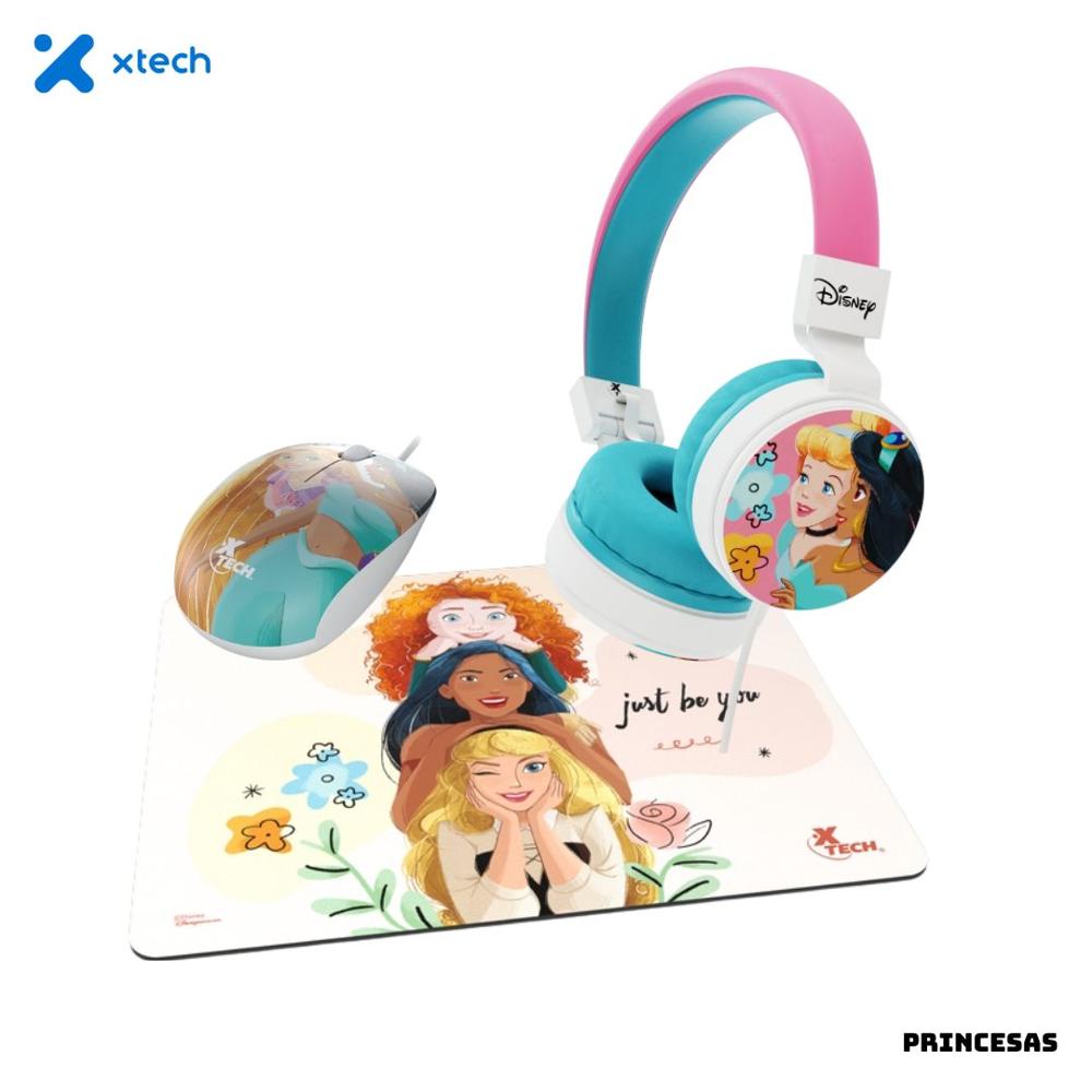 PACK XTECH PRINCESAS AUDIFONOS + MOUSE + MOUSEPAD