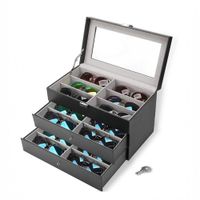 Caja Organizadora Premium para Lentes y Gafas con 3 Niveles y Llave