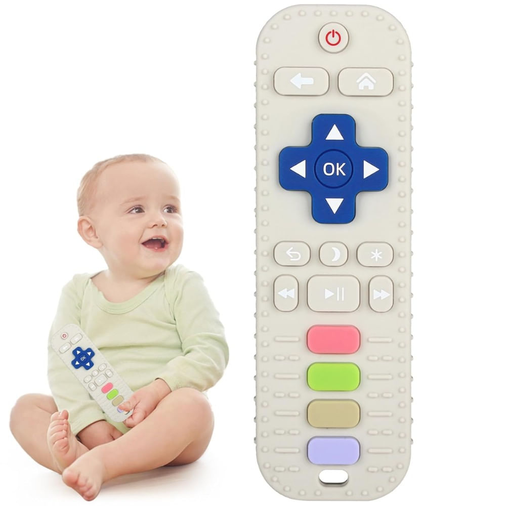 Mordedor de Silicona de Control Remoto Clásico para Bebé Blanco