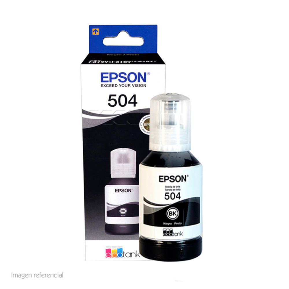 Botella de Tinta Epson 504 Negro 127 ml Original T504120-AL para EcoTank