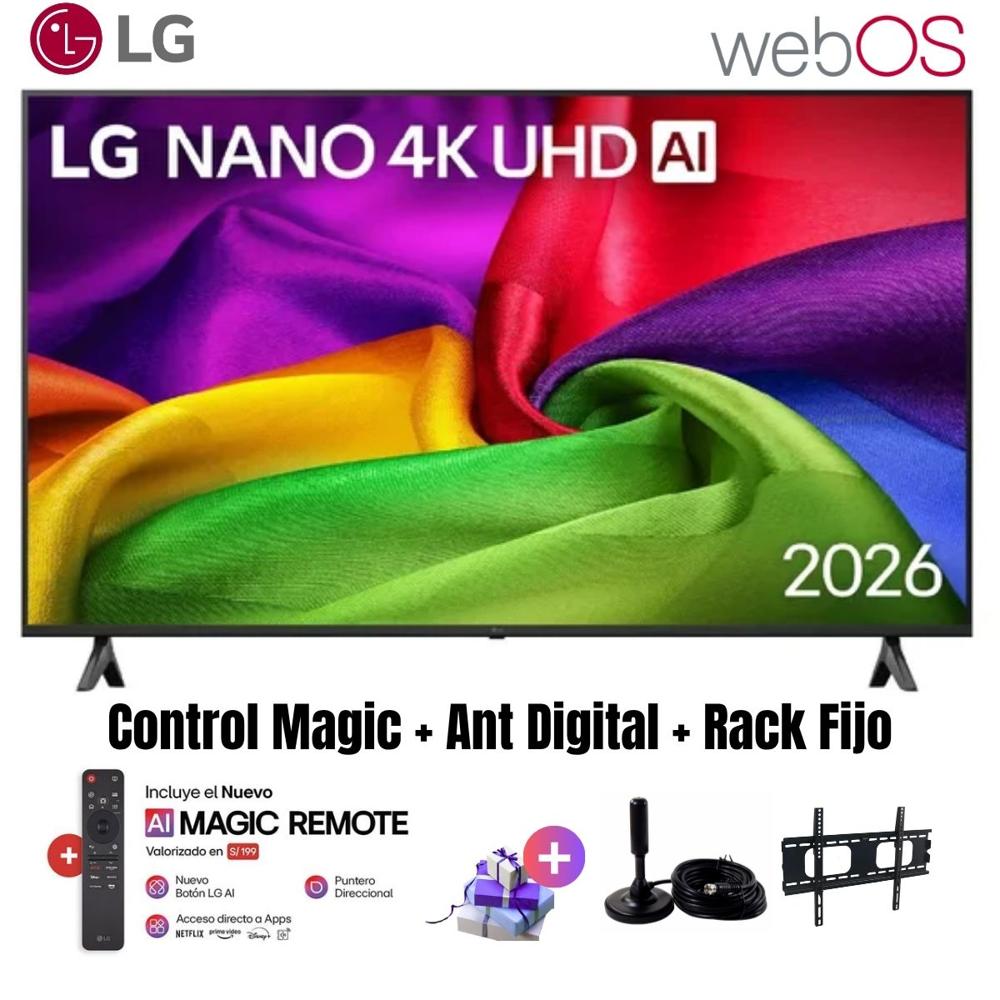 Televisor Smart TV LG 55'' NANO UHD 4K WebOS 55NU800BPSB 2026 - Ant - Rack Fijo