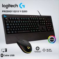 TECLADO MOUSE LOGITECH GAMING PRODIGY G213 Y G203 RGB CABLE USB