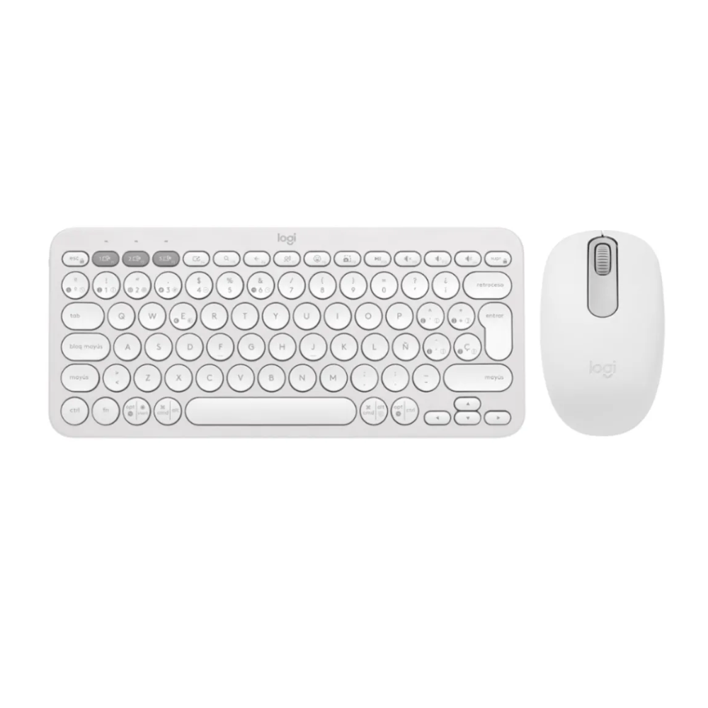 Combo Teclado Logitech K380S yK380 Mouse M196 Bluetooth Bt Blanco