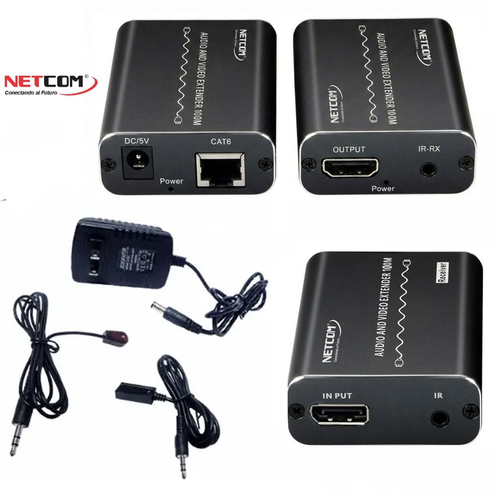 Extender DisplayPort 4K a 100 Metros NETCOM VIA UTP RJ45 Audio y Video PE-ED0100