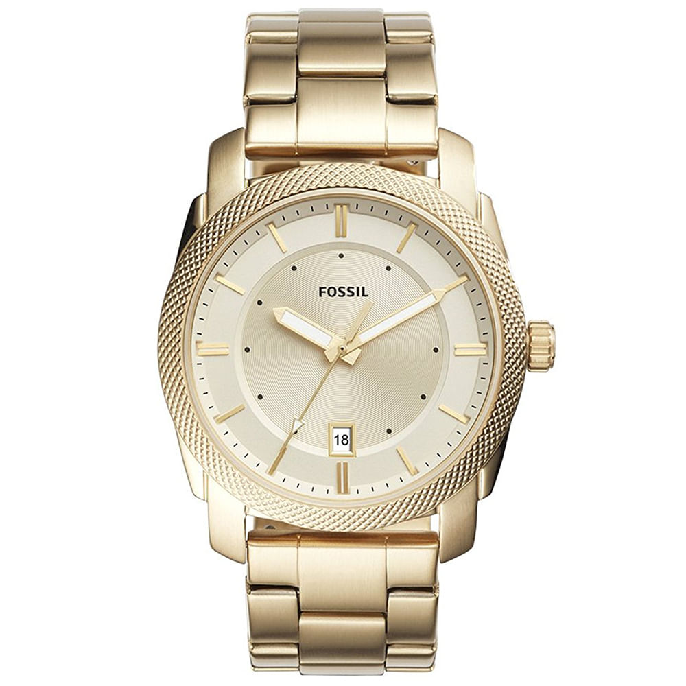 Reloj Fossil Machine FS5264 Fecha Acero Inoxidable Dorado