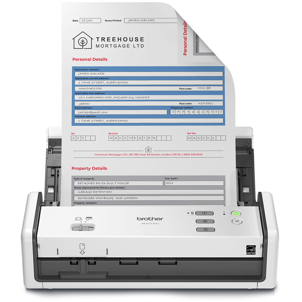 Brother ADS-1300 Escáner Compacto de Documentos ADF 600 x 600 dpi, 30 ppm, 60 ipm, 20 hoj