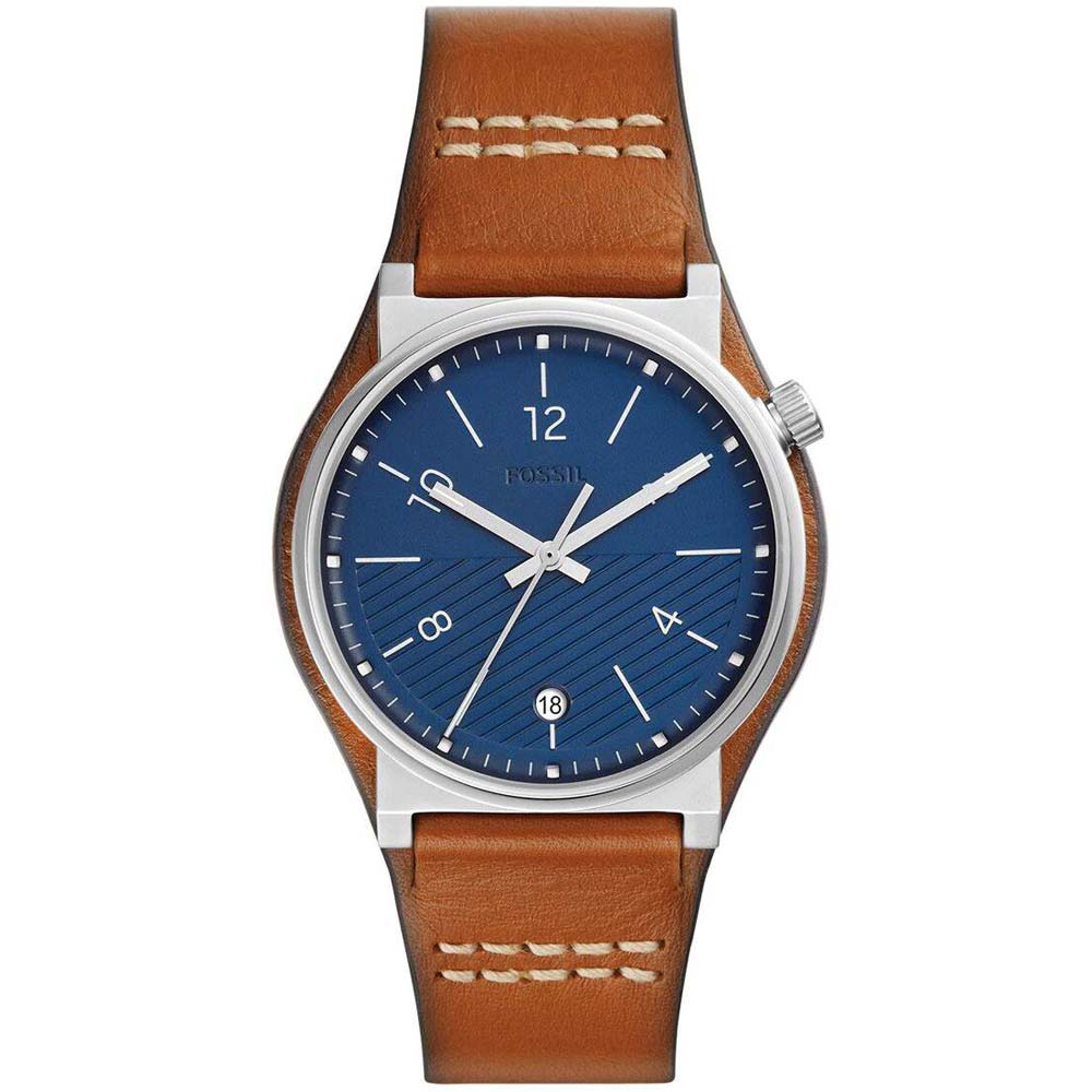 Reloj Fossil Barstow FS5524 Fecha Correa de Cuero Dial Azul