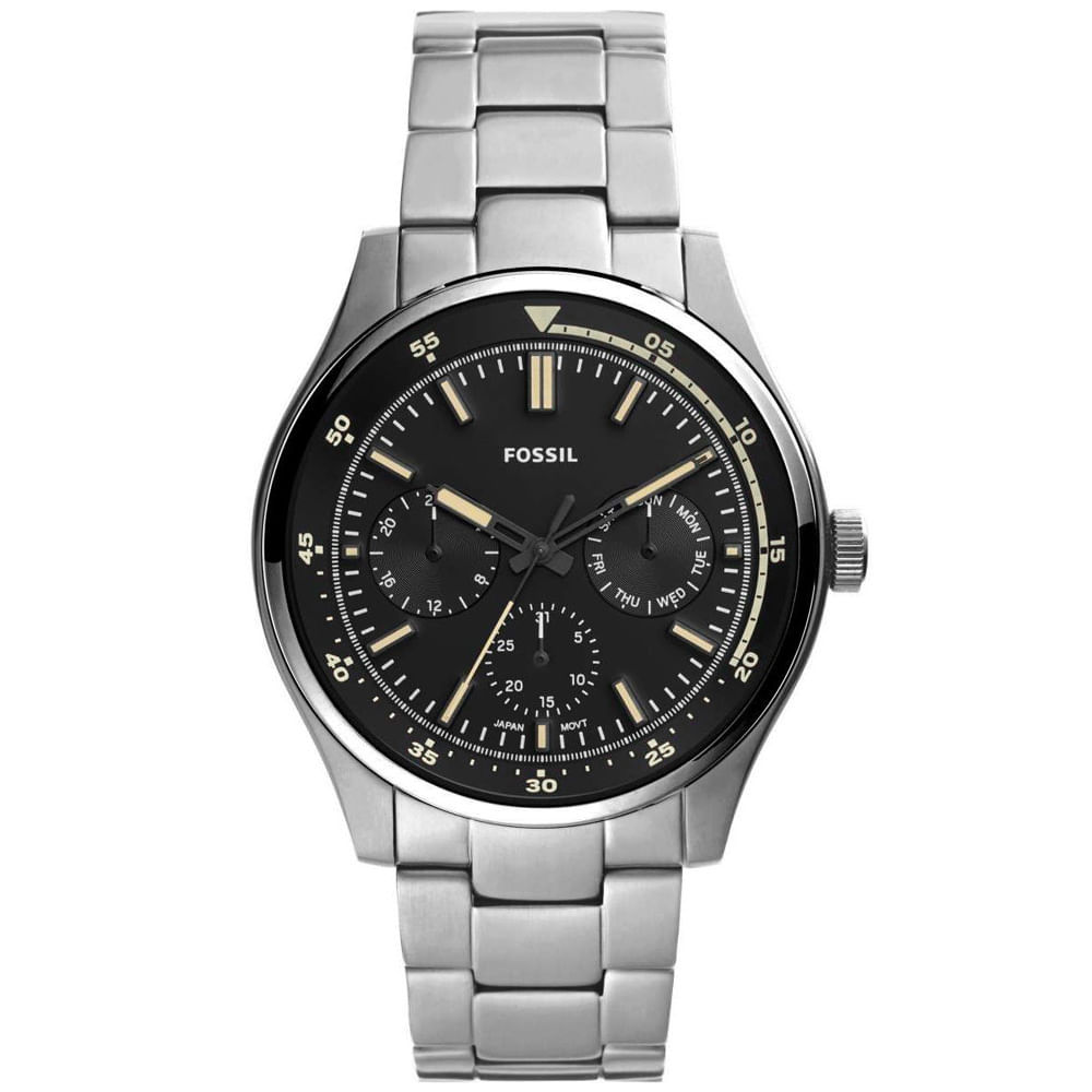 Reloj Fossil Belmar FS5575 Multifuncional Acero Inoxidable Dial Negro