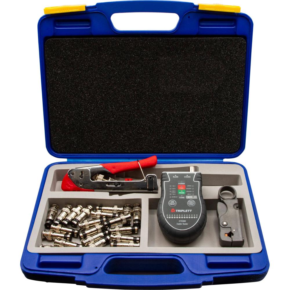Triplett Kit de Herramientas de Compresión Universal con 50 Conectores BNC y Cortadora de