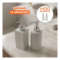 Pack12 Equipo 2 Envase para Gel de Ducha Color Blanco con Puntos Dorados