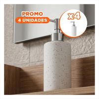 Pack4 Envase de jabon Liquido Cilindro Color Blanco con Acabado Dorado
