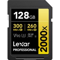 Lexar Tarjeta de Memoria SDXC 128GB Professional 2000x UHS-II V90 - Velocidad de Lectura 3