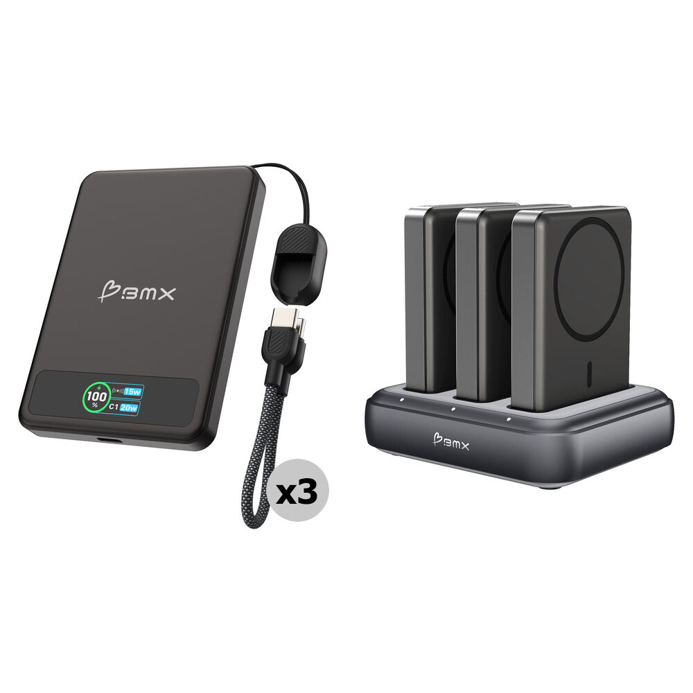 BMX Power Bank SolidSafe 5000mAh con Dock de Carga de 3 BahÃ­as - TecnologÃ­a de Estado SÃ