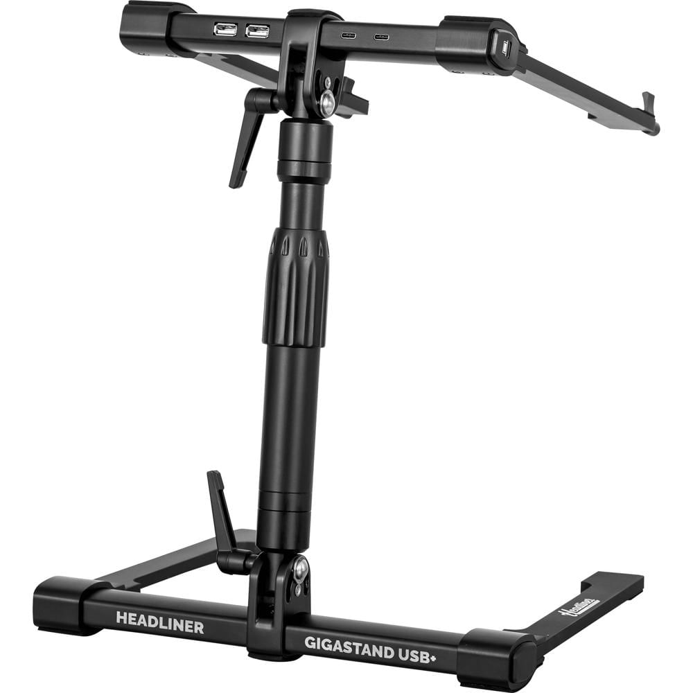 Headliner Gigastand USB+ Soporte para Laptop Ajustable con Hub USB, Acero y Aluminio, Altu