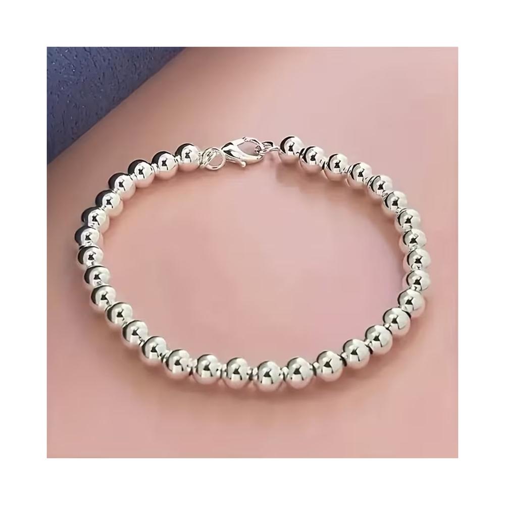 Pulsera de Plata 925 para Mujer con Bolitas Esféricas y Broche Mosquetón Regalo Elegante para Mujer