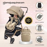 Coche Moisés Travel System SPEED PRINCE MINUS con Mochila Pañalera Beige