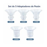 Set de 5 Adaptadores de Pezon para Extractor de Leche Manual o Eléctrico