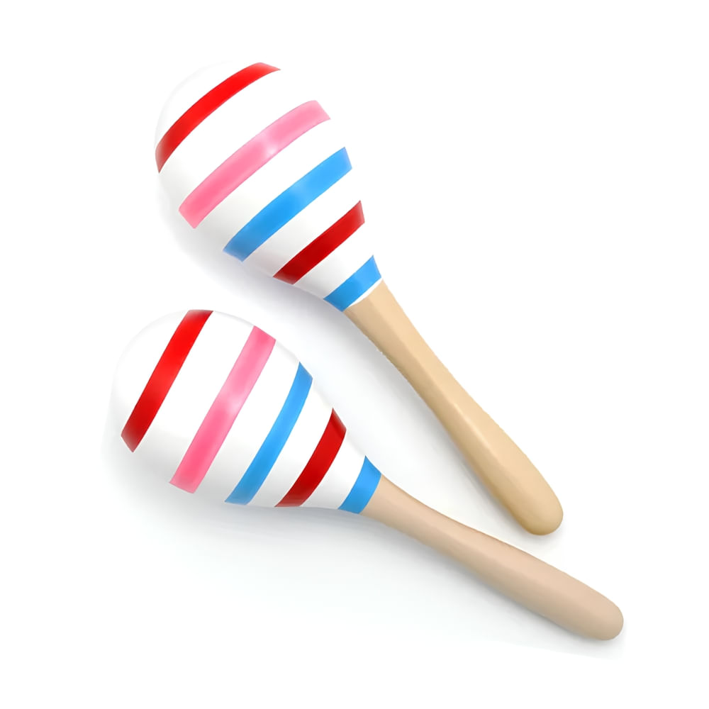 Duo de Maracas de Madera para Niños Diseño de Rayas Multicolor