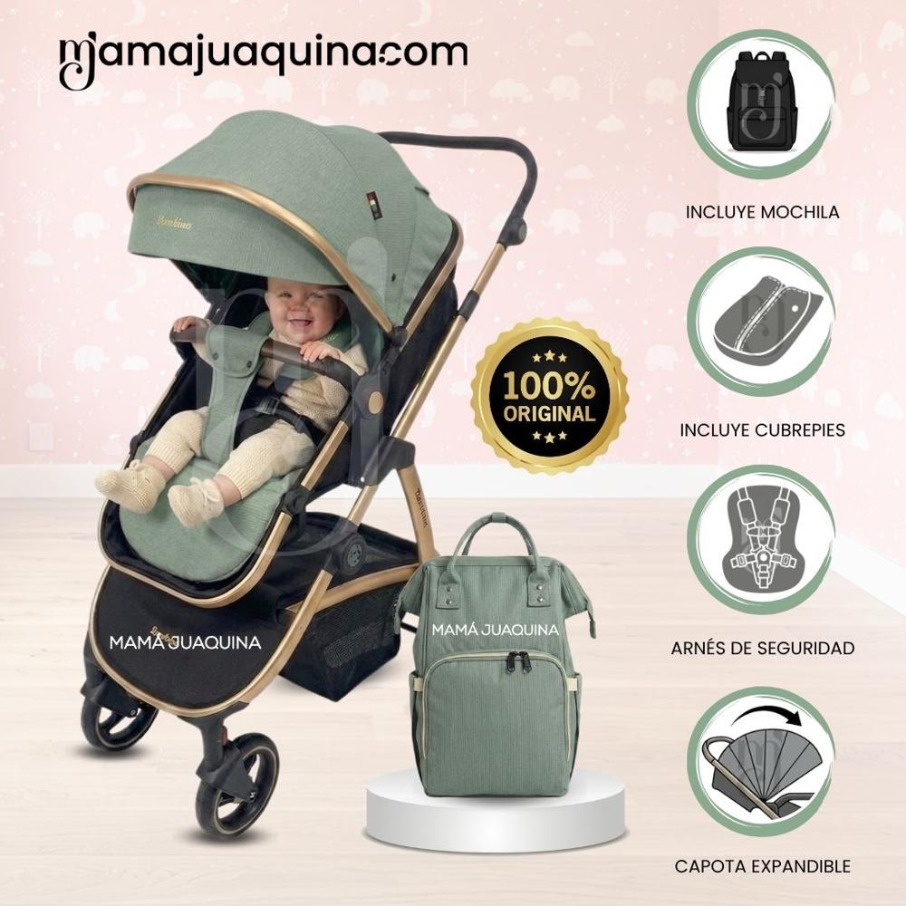 Coche Moisés Travel System SPEED PRINCE MINUS con Mochila Pañalera Green