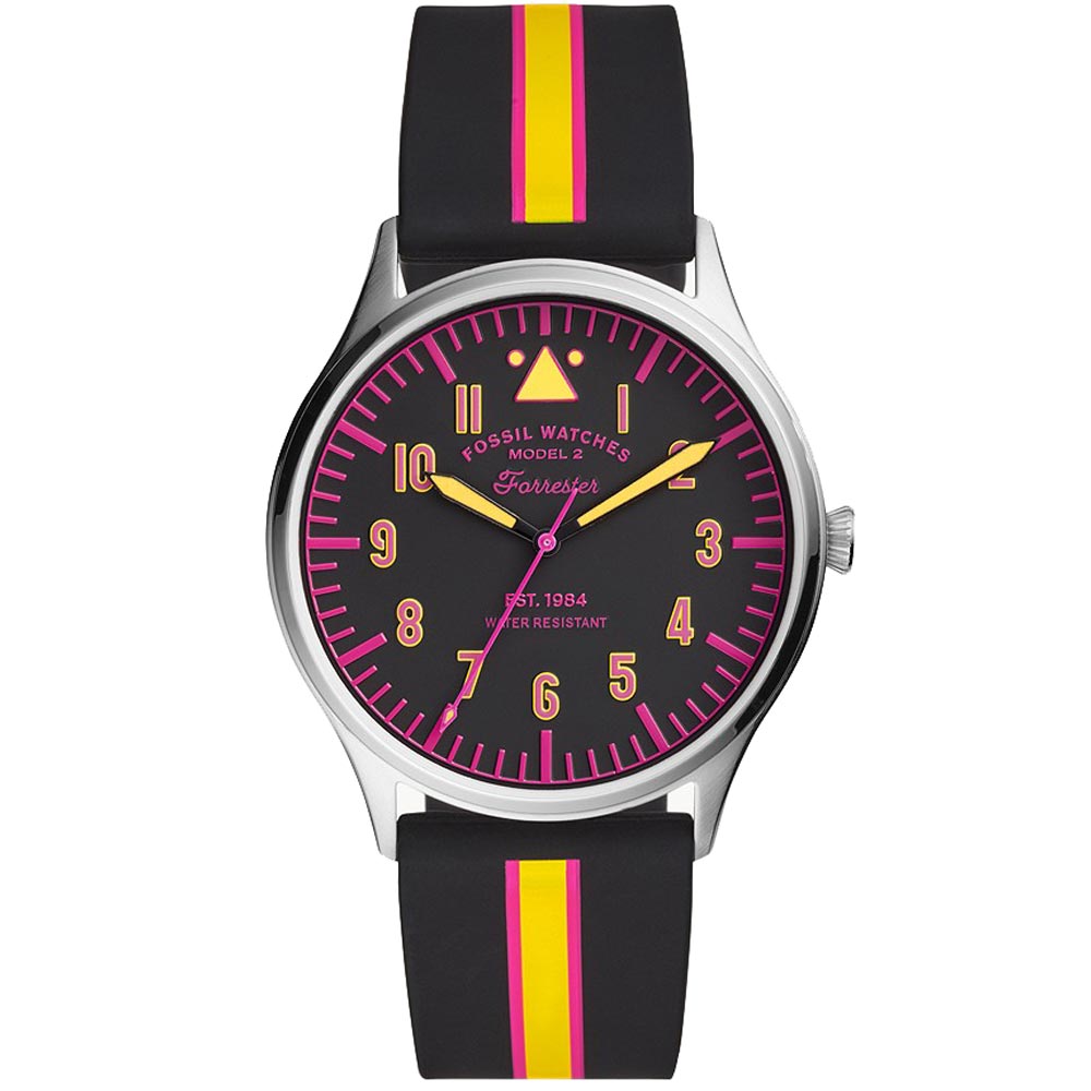 Reloj Fossil Forrester FS5613 Acero Inoxidable Correa de Silicona Negro