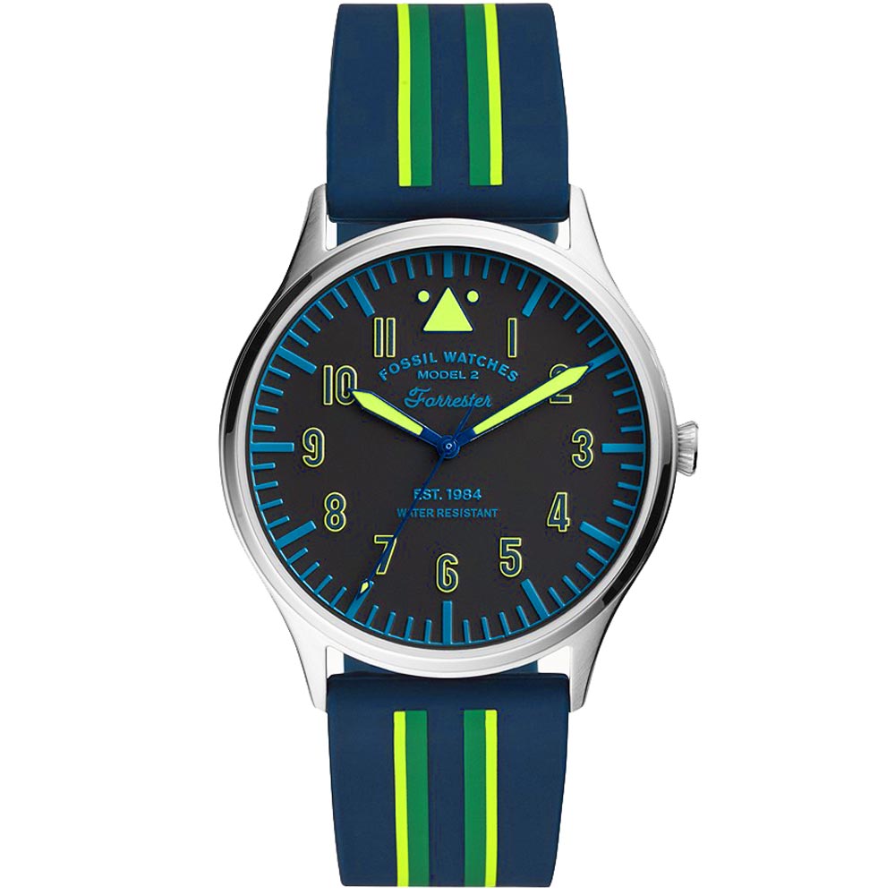Reloj Fossil Forrester FS5614 Acero inoxidable Correa de Silicona Azul