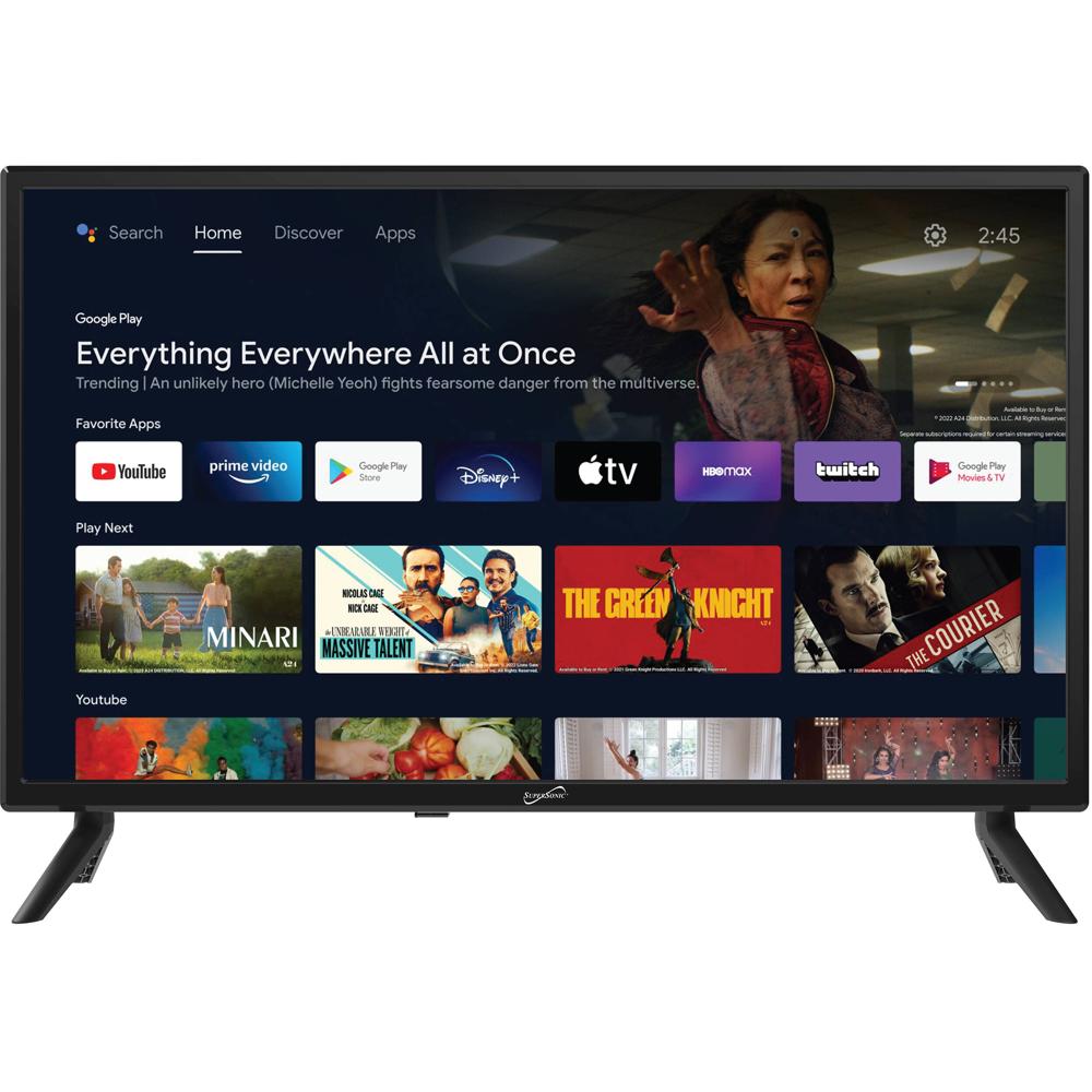 Supersonic SC-2450GTV 24"" HD Smart LED TV - Android TV, 1366 x 768, 3 HDMI, 2 USB, Google