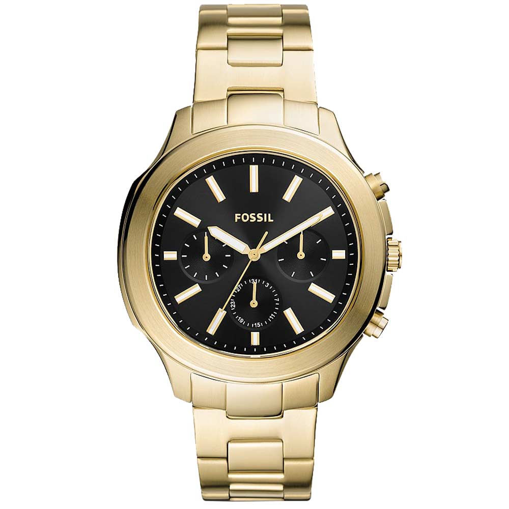 Reloj Fossil Windfield BQ2590 Multifuncional Acero Inoxidable Dorado Dial Negro