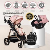 Coche Moisés Travel System SPEED PRINCE con Portabebé - Mochila Pañalera Pink
