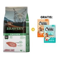 Bravery Chicken Adult Cat Pollo 7 kg más GRATIS 1 Cremi Salmon Tuna y 1 Cremi Chicken Tuna